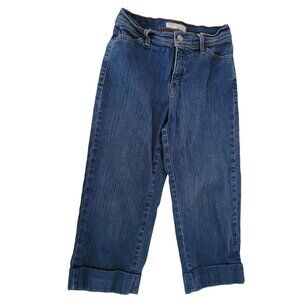 Levis 548 Perfectly Slimming Capri Jeans Womens Size 4 Mid Rise Dark Wash Denim